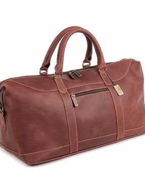 Claire Chase Venice Genuine Leather Saddle Carry On Overnight Duffel Bag Travel